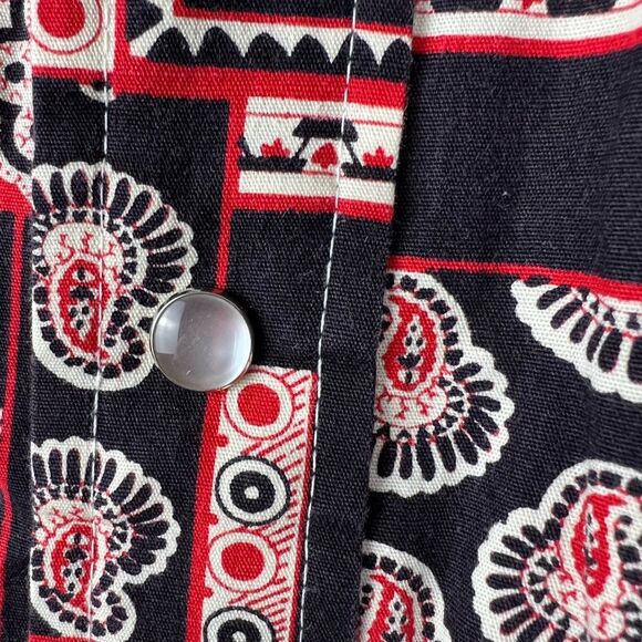 Sheplers western pearl snap black and red bandana print men’s medium - Picture 8 of 9